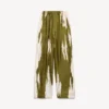 Pantaloni de pijama pentru femei din țesătură de mătase cu imprimeu „brush scratch” în culoarea kaki
