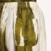 Pantaloni de pijama pentru femei din țesătură de mătase cu imprimeu „brush scratch” în culoarea kaki