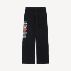 Pantaloni de trening baggy pentru bărbați, cu autocolante pentru mașină, de culoare neagră