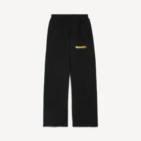Pantaloni de trening baggy pentru bărbați, cu imprimeu spray dezordonat, de culoare neagră