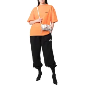 Pantaloni de trening cu genunchi întinși și logo Paris „Black White” 675244TLVL81070