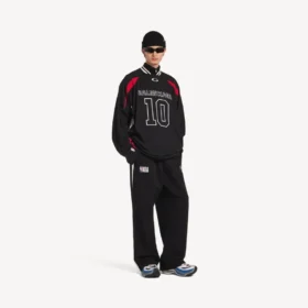 Pantaloni de trening pentru bărbați Balenciaga | colaborare NBA, croială oversized, în negru/alb