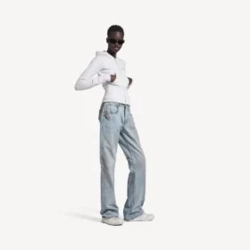 Pantaloni drepți de oraș pentru femei, în albastru deschis