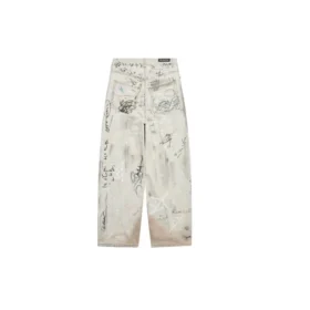 Pantaloni largi cu imprimeu graffiti „Grey” 745223TBP475411
