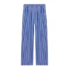 Pantaloni largi din poplin de bumbac cu dungi „Blue” 583438TJM214800