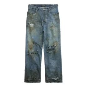 Pantaloni largi super distruși „Light Blue” 745248TNW014012