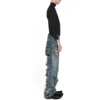 Pantaloni largi super distruși „Light Blue” 745248TNW014012
