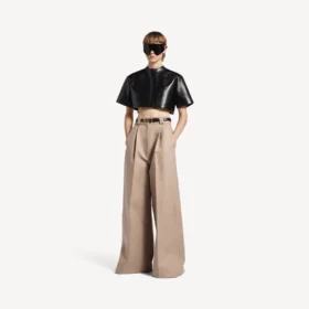 Pantaloni pentru femei cu talie înaltă, în nuanța „dune”