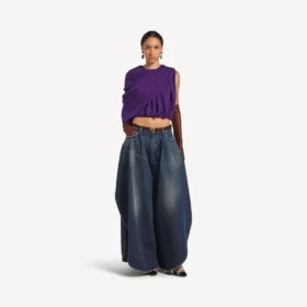 Pantaloni pentru femei model „Tulipe” în culoarea „Dark Ocean”