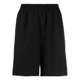 Pantaloni scurți cu talie elastică perforată „Negru” 674591TMVD41000 Pantaloni scurți cu talie elastică perforată „Negru” 674591TMVD41000