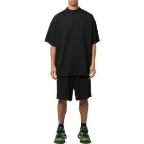 Pantaloni scurți cu talie elastică perforată „Negru” 674591TMVD41000 Pantaloni scurți cu talie elastică perforată „Negru” 674591TMVD41000