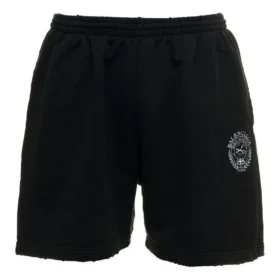 Pantaloni scurți de trening cu logo, cu finisaj periat „Negru spălat” 676137TMVA39034 Pantaloni scurți de trening cu logo, cu finisaj periat „Negru spălat” 676137TMVA39034