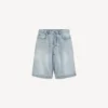Pantaloni scurți din denim pentru bărbați, cu efect „stay press”, în nuanța albastru deschis decolorat