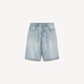 Pantaloni scurți din denim pentru bărbați, cu efect „stay press”, în nuanța albastru deschis decolorat Pantaloni scurți din denim pentru bărbați, cu efect „stay press”, în nuanța albastru deschis decolorat