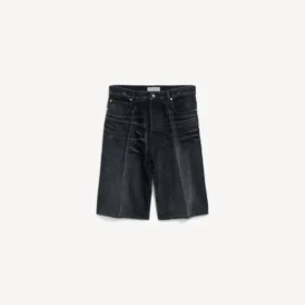 Pantaloni scurți din denim pentru bărbați, de culoare neagră, care nu se șifonează