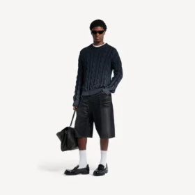 Pantaloni scurți din denim pentru bărbați, de culoare neagră, care nu se șifonează