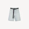 Pantaloni scurți pentru bărbați cu curele, de culoare albastru deschis