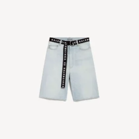 Pantaloni scurți pentru bărbați cu curele, de culoare albastru deschis