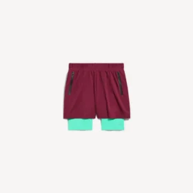 Pantaloni scurți techwear pentru bărbați în nuanțe de burgund/aqua
