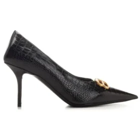 Pantofi cu toc din piele cu efect de Crocs Square Knife BB „Negru” 734238WBE711000