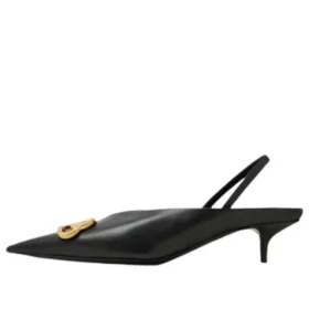 Pantofi cu toc înalt și curea în spate BB Square Knife „Black” 691740WAWNC1088