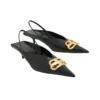 Pantofi cu toc înalt și curea în spate BB Square Knife „Black” 691740WAWNC1088
