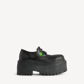 Pantofi Derby cu platformă și accesorii pentru femei, în negru/multicolor
