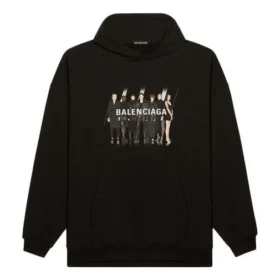 Pantofi pentru bărbați Balenciaga cu imprimeu cu logo „Portrait”, negri 620973TIVA21000