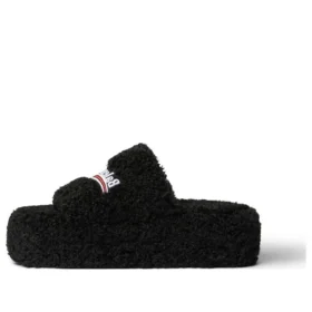 Papuci cu platformă din blană „Black” 762826W2DO11096