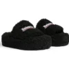 Papuci cu platformă din blană „Black” 762826W2DO11096