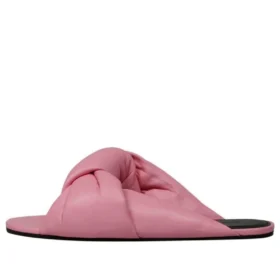 Papuci din piele cu croială lejeră „Pink” 636576WA2M05048