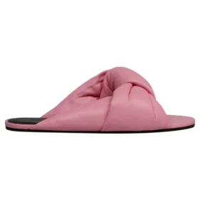 Papuci din piele cu croială lejeră „Pink” 636576WA2M05048