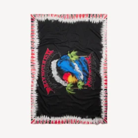Pareo pentru bărbați cu imprimeu tie-dye extrem, în negru/roșu