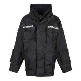 Parka oversized din țesătură tehnică cu inserție din jersey „Negru” 746450TOO321000