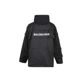 Parka oversized din țesătură tehnică cu inserție din jersey „Negru” 746450TOO321000