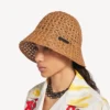 Pălărie de femei tip „bucket” din rafie, de culoare bej