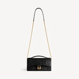 Pochetă pentru femei în formă de Hourglass, cu lanț, de culoare neagră
