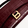 Pochetă pentru femei în formă de Hourglass, cu lanț, în nuanță de burgund închis
