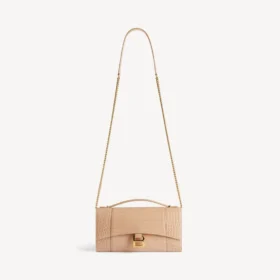 Pochetă pentru femei în formă de Hourglass, cu lanț, în nuanță nude