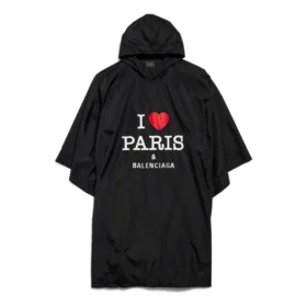 Poncho „Black” I Love Paris de la Balenciaga 812055TRO591000 Poncho „Black” I Love Paris de la Balenciaga 812055TRO591000