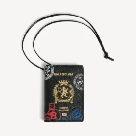 Portcard pentru pașaport pentru bărbați cu pandantiv, negru/multicolor