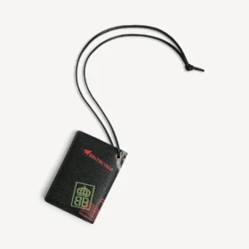 Portcard pentru pașaport pentru bărbați cu pandantiv, negru/multicolor