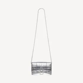 Portofel pentru femei în formă de Hourglass, cu lanț, argintiu