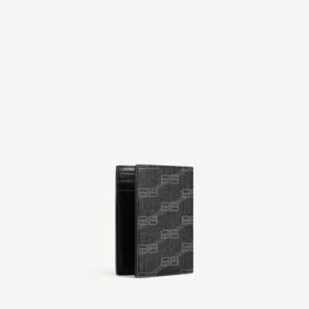 Portofel vertical pliat în două pentru bărbați, din pânză acoperită cu BB Monogram, în negru/gri