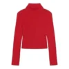 Pulover cu guler înalt, cu imprimeu și nervuri, model FREE „Red” 662722T32106167