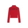 Pulover cu guler înalt, cu imprimeu și nervuri, model FREE „Red” 662722T32106167