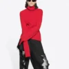 Pulover cu guler înalt, cu imprimeu și nervuri, model FREE „Red” 662722T32106167