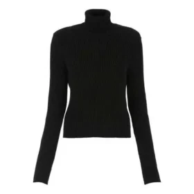 Pulover cu guler înalt, cu imprimeu și nervuri „Negru” 662722T32101070