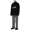 Pulover cu guler înalt din bumbac periat cu logo Scribble „Navy” 625935T31828065