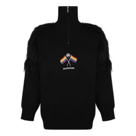 Pulover cu guler înalt și fermoar cu steagul LGBTQ „Negru” 543766T17621069